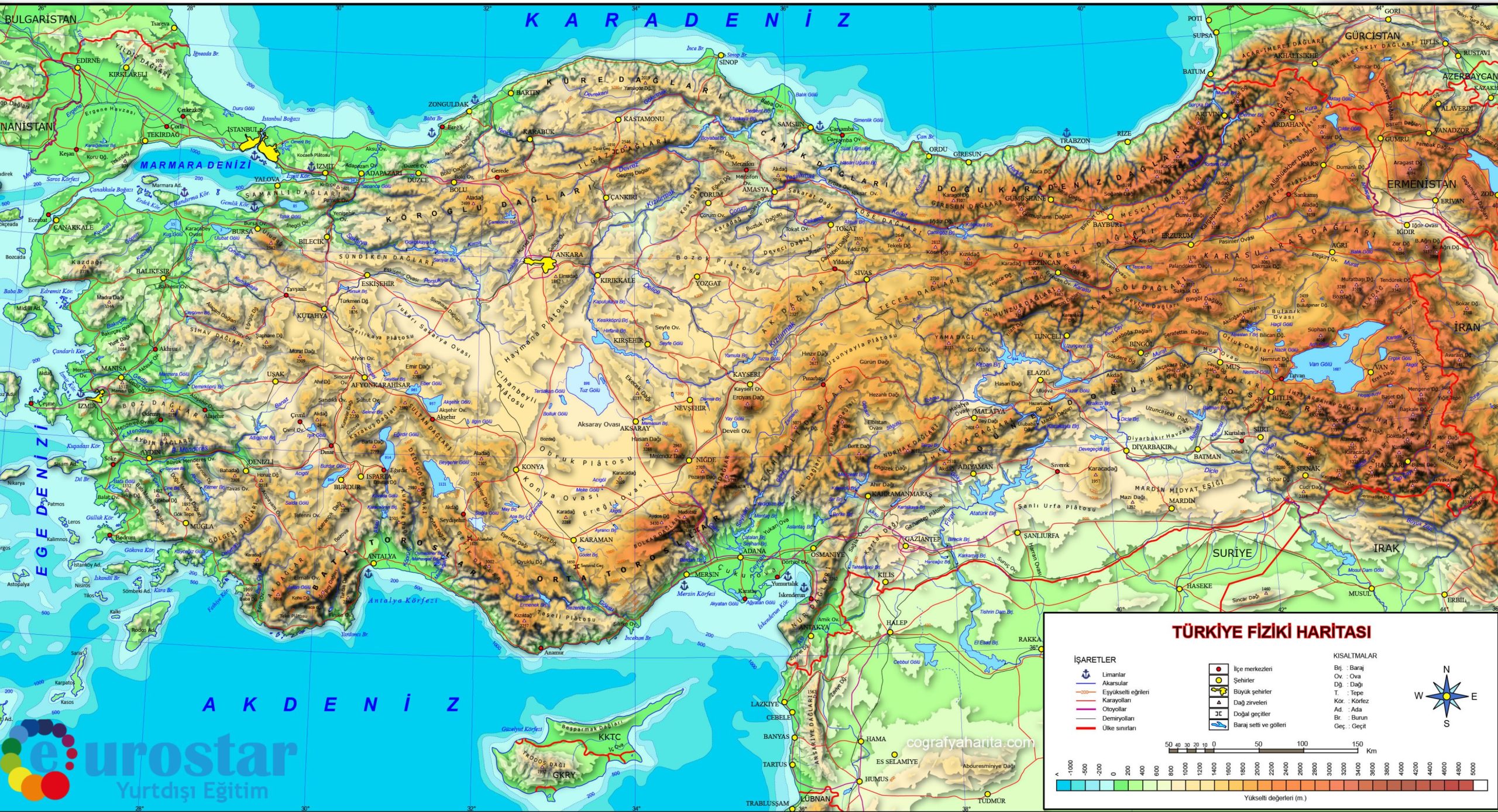 türkiye fiziki haritası